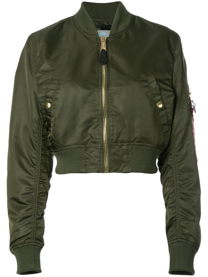 Alpha Industries Cropped Bomber Jacket, Women's, Size: Medium, Green, Nylon