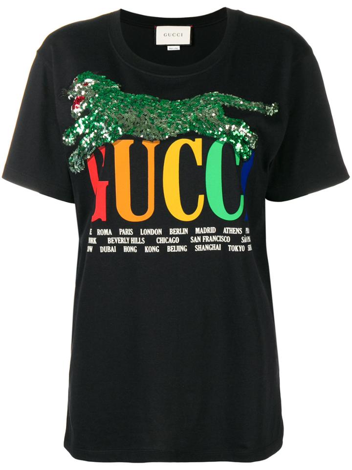 Gucci Gucci Cities Print T-shirt - Black