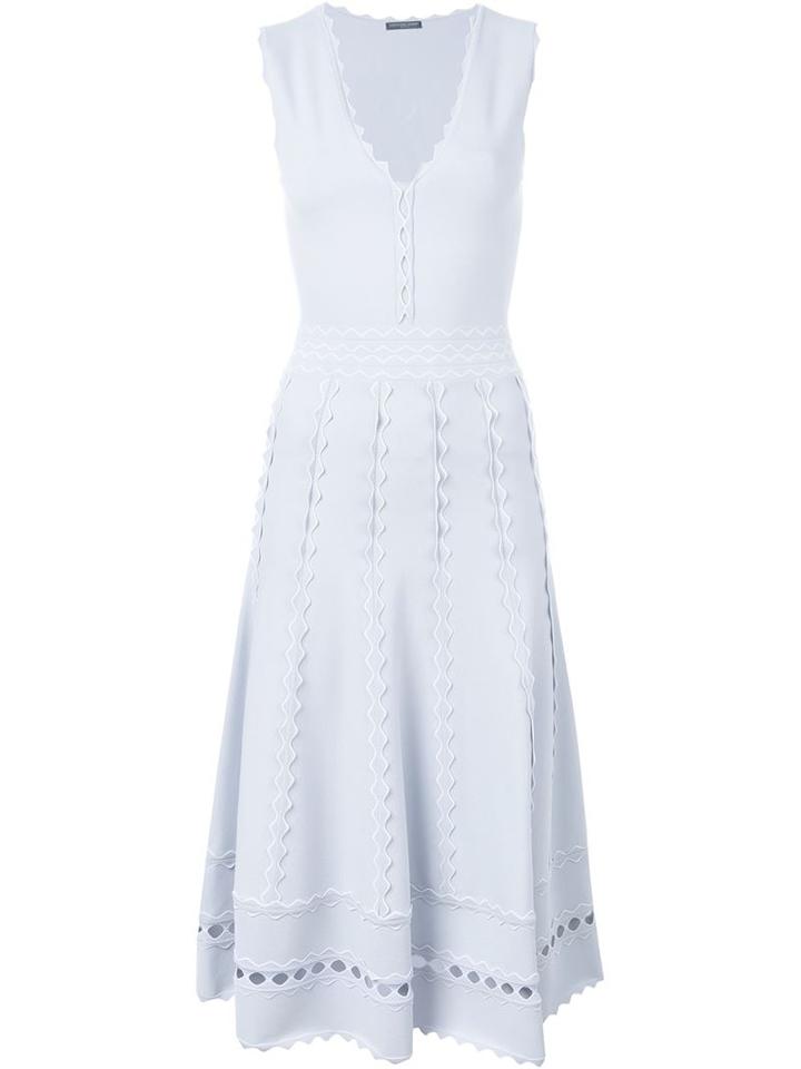 Alexander Mcqueen Pleated Dress, Women's, Size: Medium, Blue, Polyester/viscose
