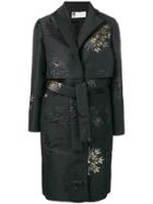 Lanvin Embroidered Detail Belted Coat - Black