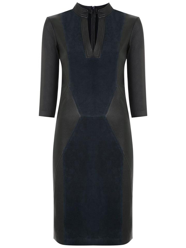 Clé Vestido Midi Stretch Couro Com Chamois - Blue