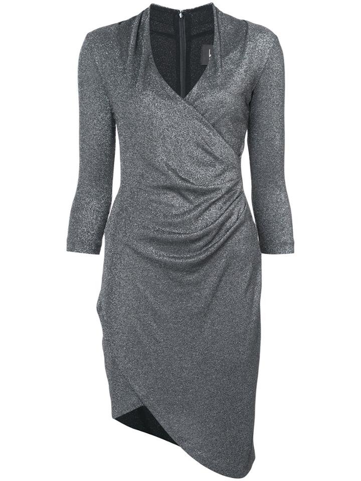 Nicole Miller Plunge Asymmetric Dress - Metallic