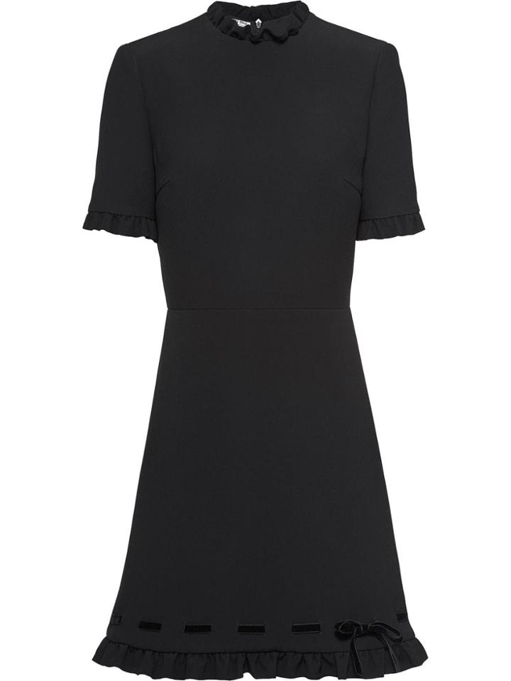 Miu Miu Cady And Velvet Dress - Black