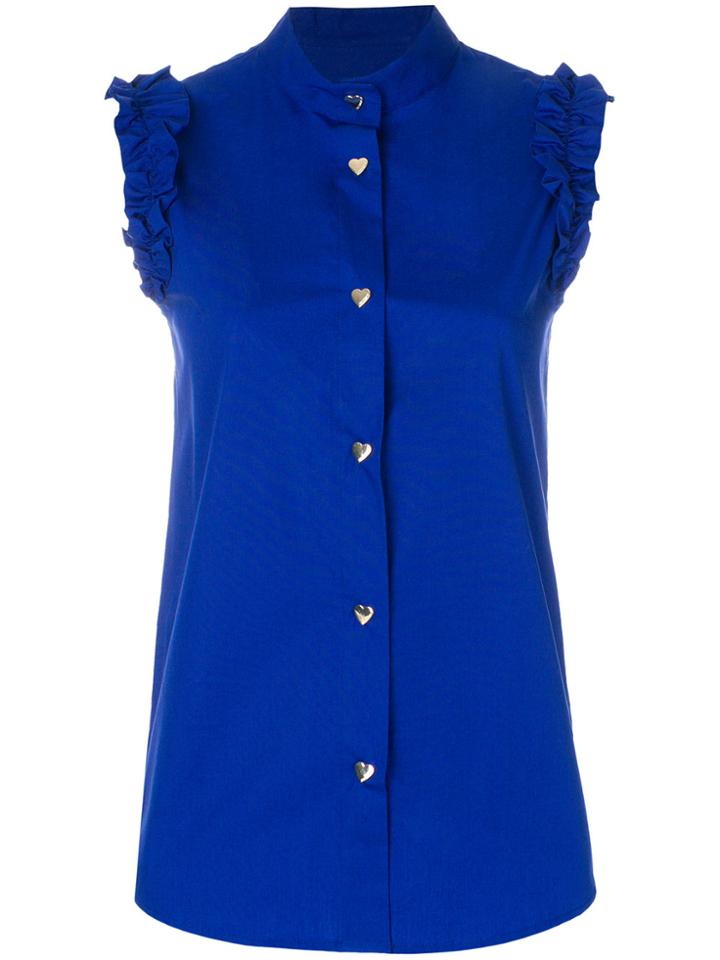 Love Moschino Heart Buttons Sleeveless Shirt - Blue