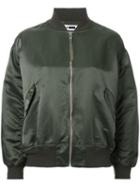 H Beauty & Youth Metallic Bomber Jacket, Women's, Size: 38, Green, Cotton/acrylic/nylon/wool