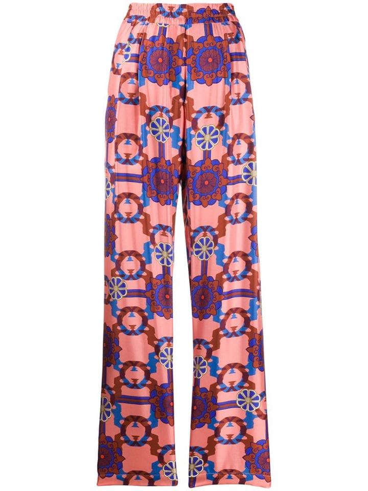 Odeeh Printed Silk Trousers - Pink