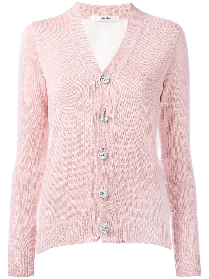 Julien David - Raw Side Detail Cardigan - Women - Cotton/nylon - M, Women's, Pink/purple, Cotton/nylon