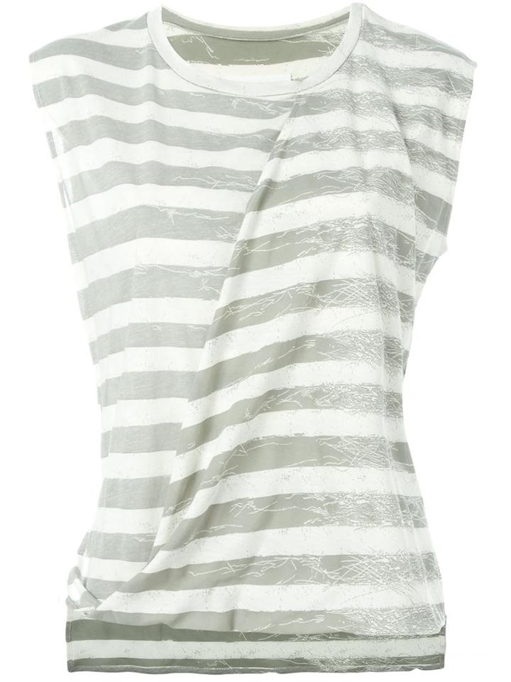 Mm6 Maison Margiela Striped Draped Tank Top, Women's, Size: Small, Green, Cotton