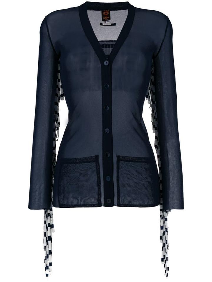 Jean Paul Gaultier Pre-owned Sheer Fringed Buttoned Blouse - Blue