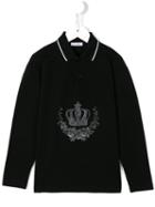 Dolce & Gabbana Kids Crown Embroidered Polo Shirt, Boy's, Size: 12 Yrs, Black