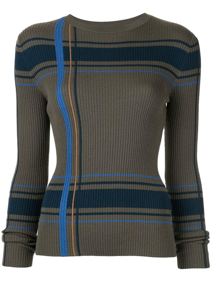 Portspure Striped Ribbed-knit Jumper - Green