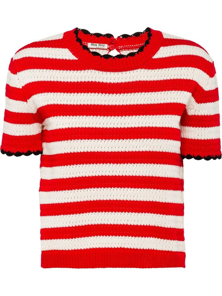 Miu Miu Striped Crochet Top - Red