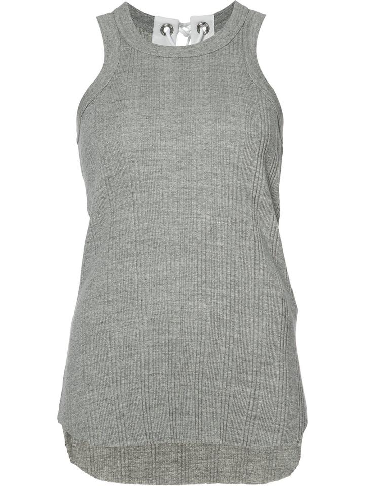 Sacai - Ribbed Tank Top - Women - Cotton - 3, Women's, Grey, Cotton