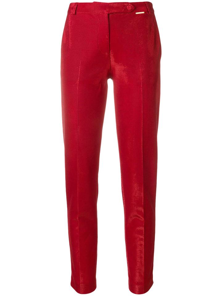 Styland Cropped Fitted Trousers - Red