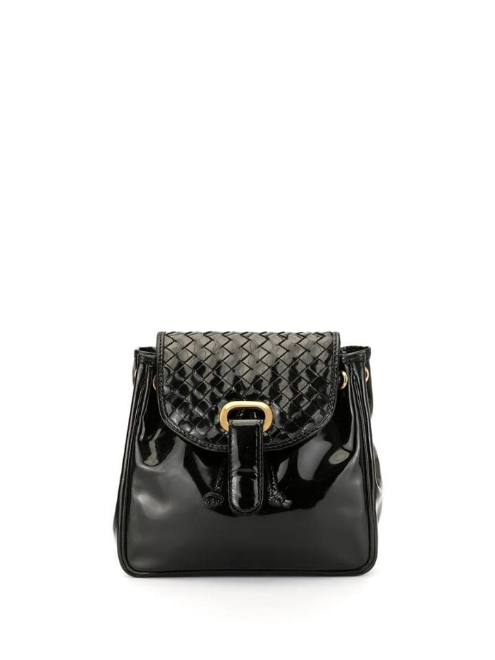 Bottega Veneta Pre-owned Intrecciato Varnished Backpack - Black