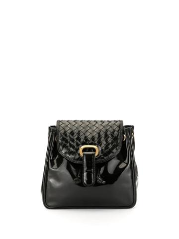 Bottega Veneta Pre-owned Intrecciato Varnished Backpack - Black