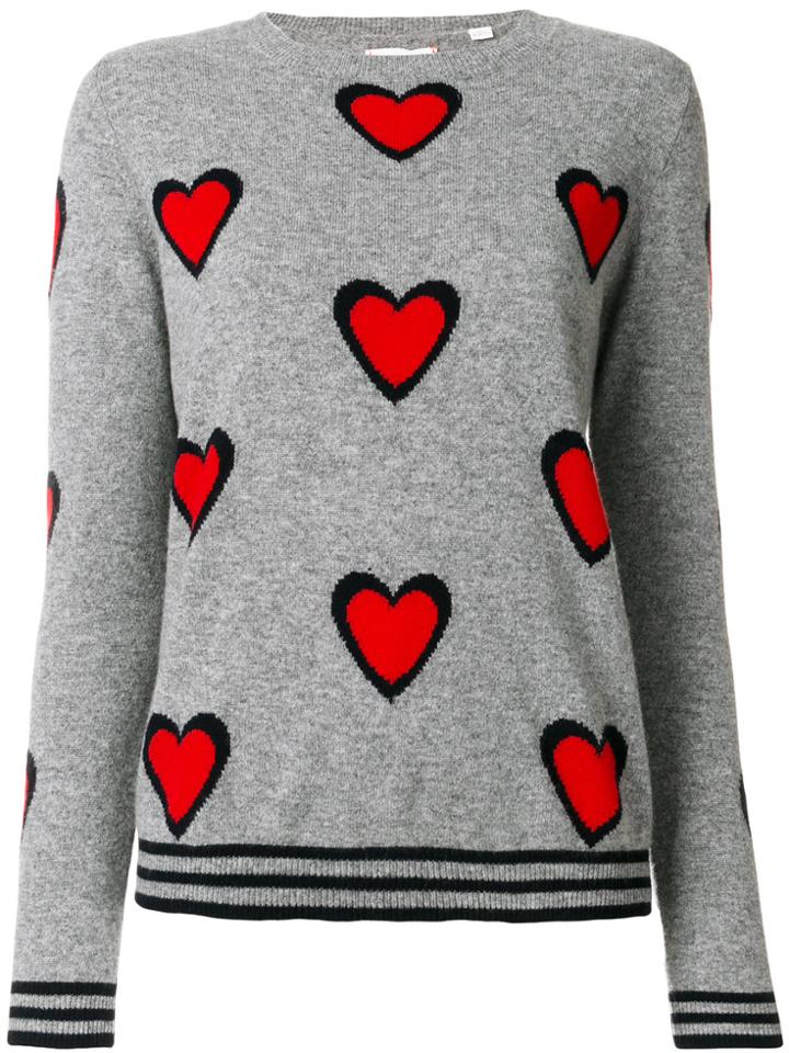 Chinti & Parker Cashmere All Over Heart Burst Sweater - Grey