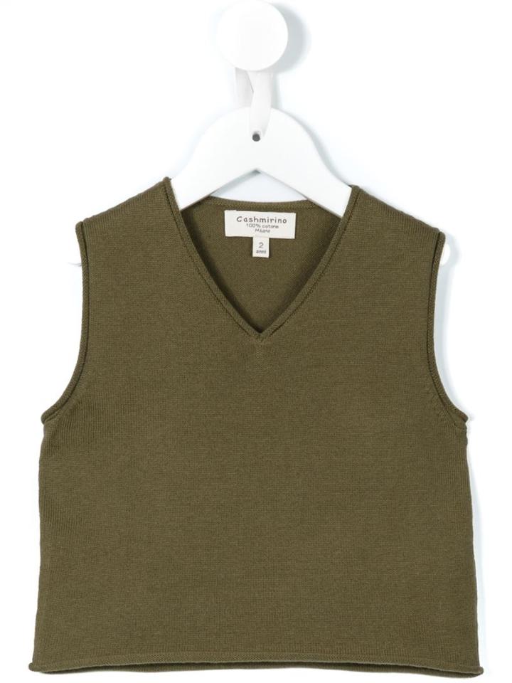 Cashmirino V-neck Vest, Boy's, Size: 6 Yrs, Green