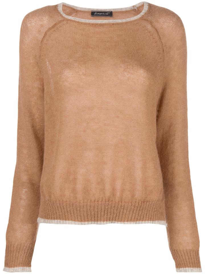 Phisique Du Role Contrast Trim Sweater - Brown