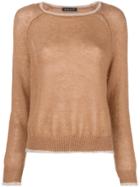 Phisique Du Role Contrast Trim Sweater - Brown