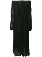 No21 Pleated Open-shoulder Dress, Women's, Size: 44, Black, Silk/acetate