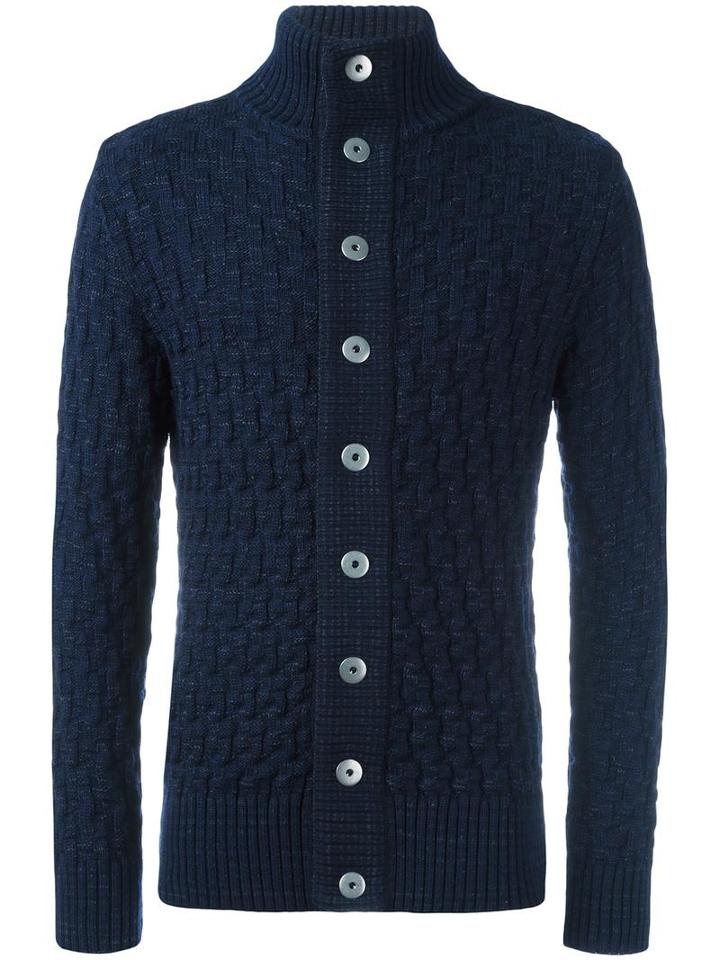 S.n.s. Herning 'stark' Cardigan, Men's, Size: Large, Blue, Merino/virgin Wool