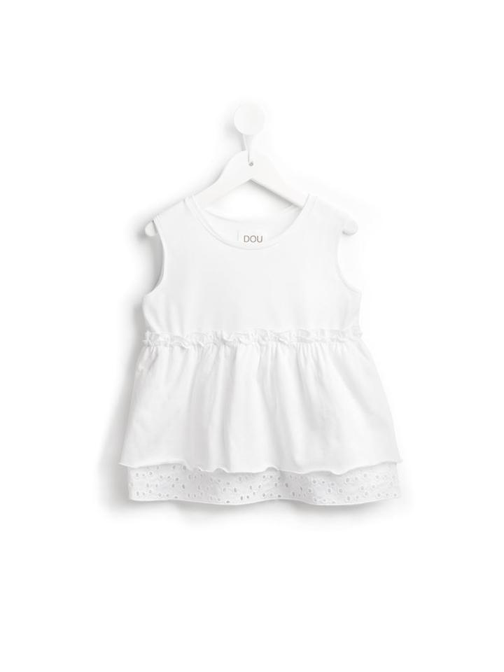 Douuod Kids Eyelet Hem Dress, Girl's, Size: 6 Yrs, White