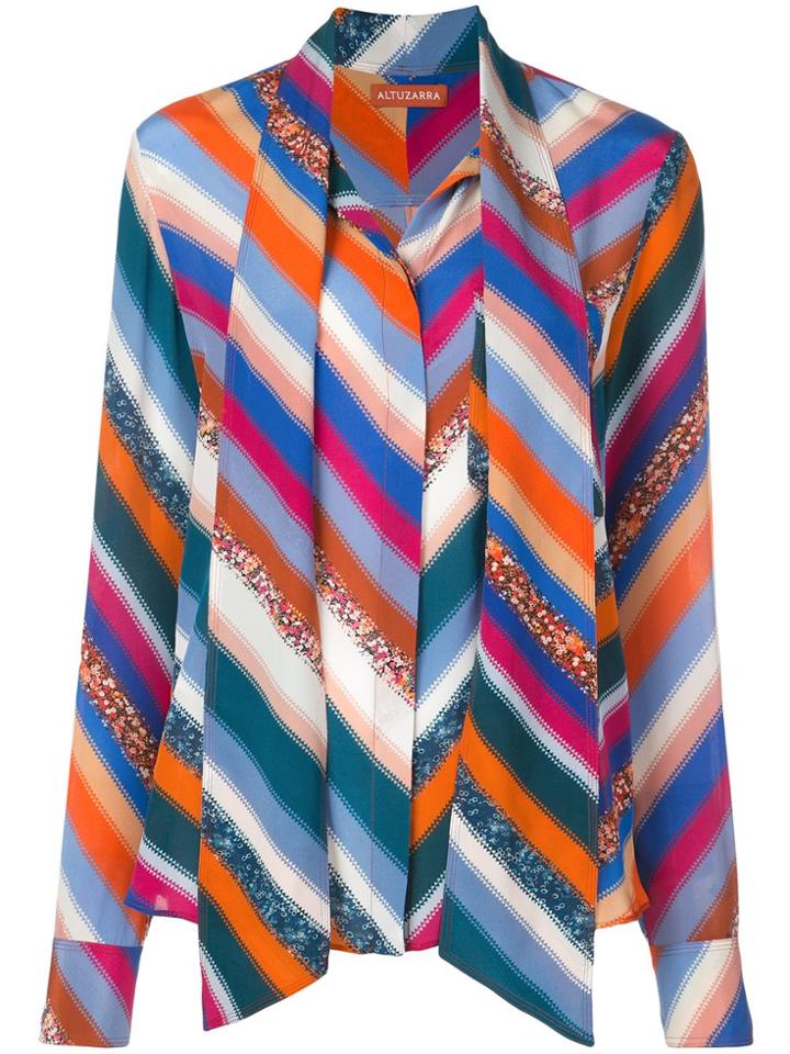 Altuzarra Newberry Chevron-print Blouse - Blue