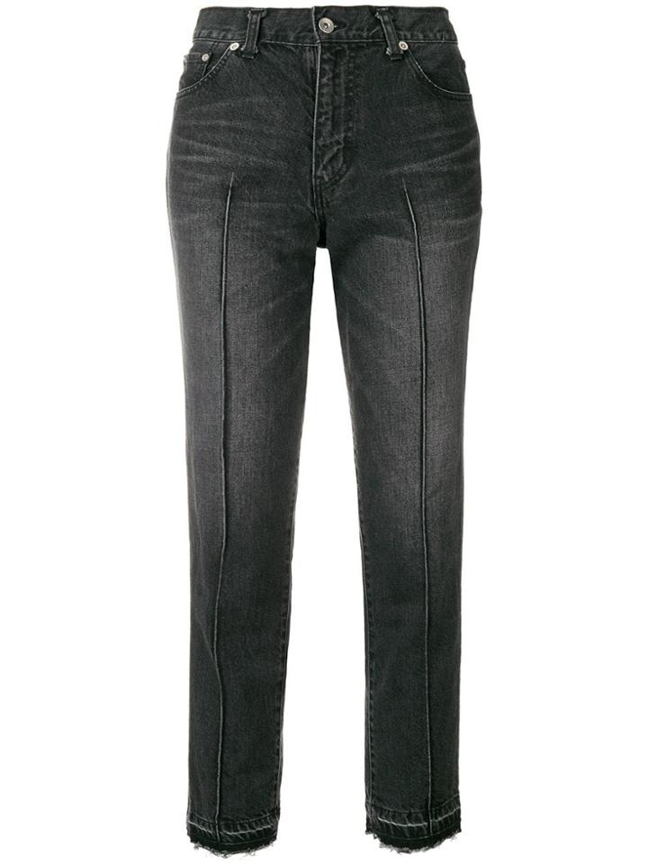 Sacai Cropped Slim Fit Jeans - Black