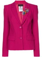 Talbot Runhof Flower Embellished Fitted Jacket - Pink & Purple