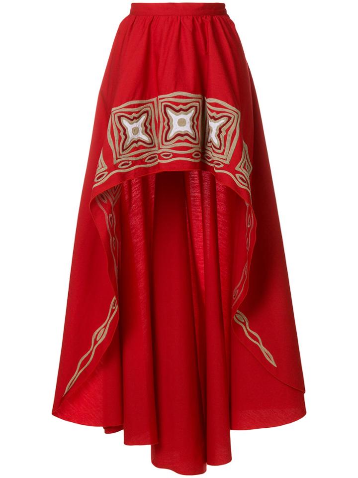 Wandering Embroidered High Low Asymmetric Skirt