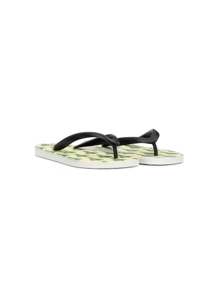 Mc2 Saint Barth Kids Cactus Print Flip Flops - Black