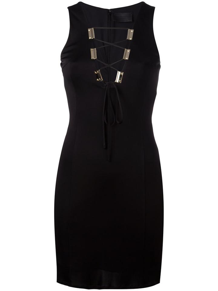 Philipp Plein Neck-tie Detail Dress, Women's, Size: Medium, Black, Polyamide/viscose