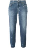 7 For All Mankind Straight Cropped Jeans, Women's, Size: 30, Blue, Cotton/polyester/spandex/elastane