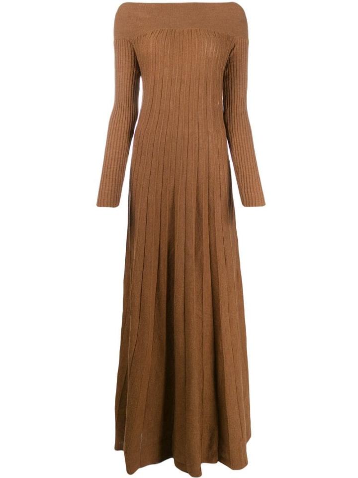 L'autre Chose Pleated Knit Dress - Brown