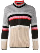 Helen Lawrence Striped Half-zip Jumper - Grey