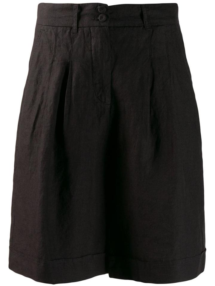 120% Lino Wide Leg Shorts - Black