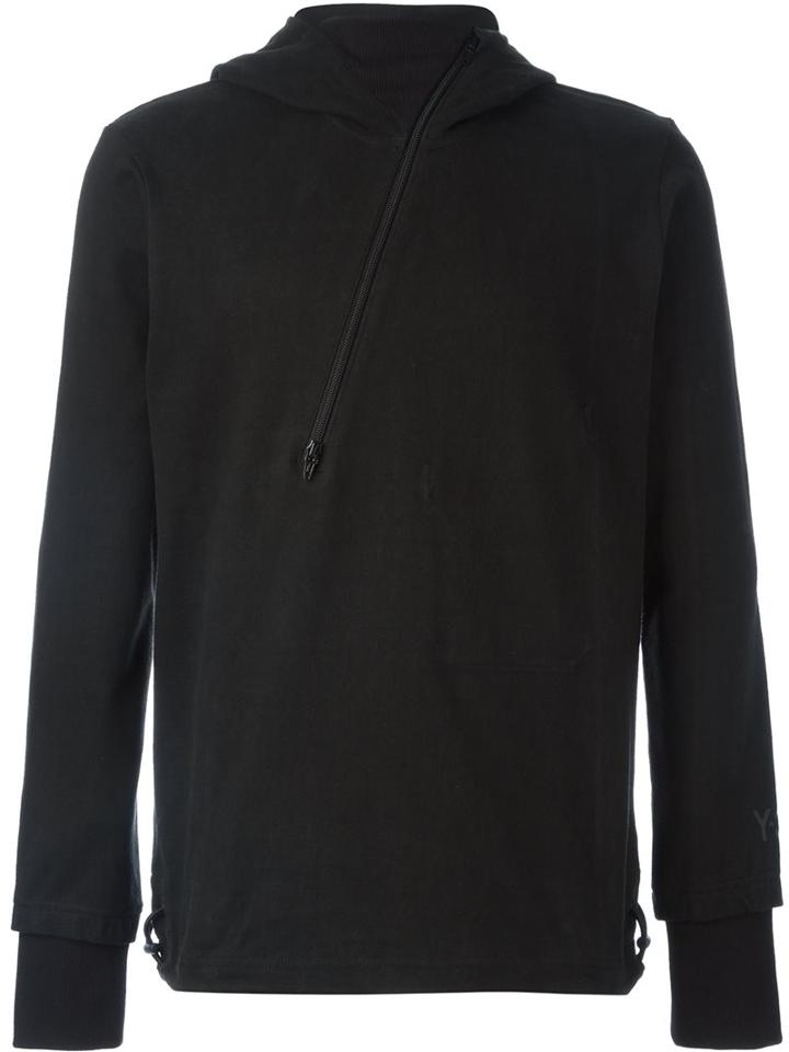 Y-3 High Neck Asymmetric Sweatshirt, Men's, Size: Xl, Black, Cotton