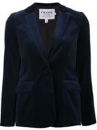 Frame Denim Velvet Effect Blazer, Women's, Size: Xs, Blue, Polyester/cotton/spandex/elastane/lyocell