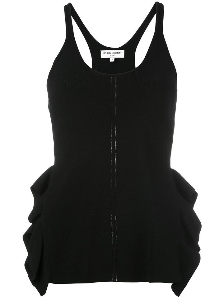 Opening Ceremony - Ruffled Tank Top - Women - Polyester/viscose - Xs, Black, Polyester/viscose