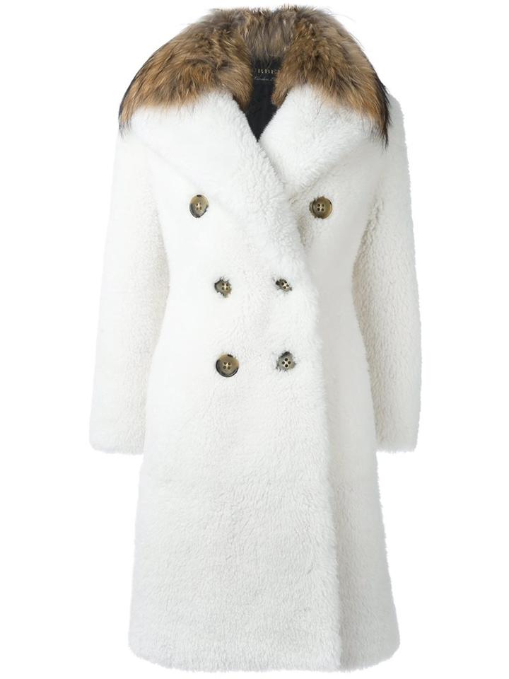 Burberry Runway Raccoon Fur Collar Double Breasted Coat