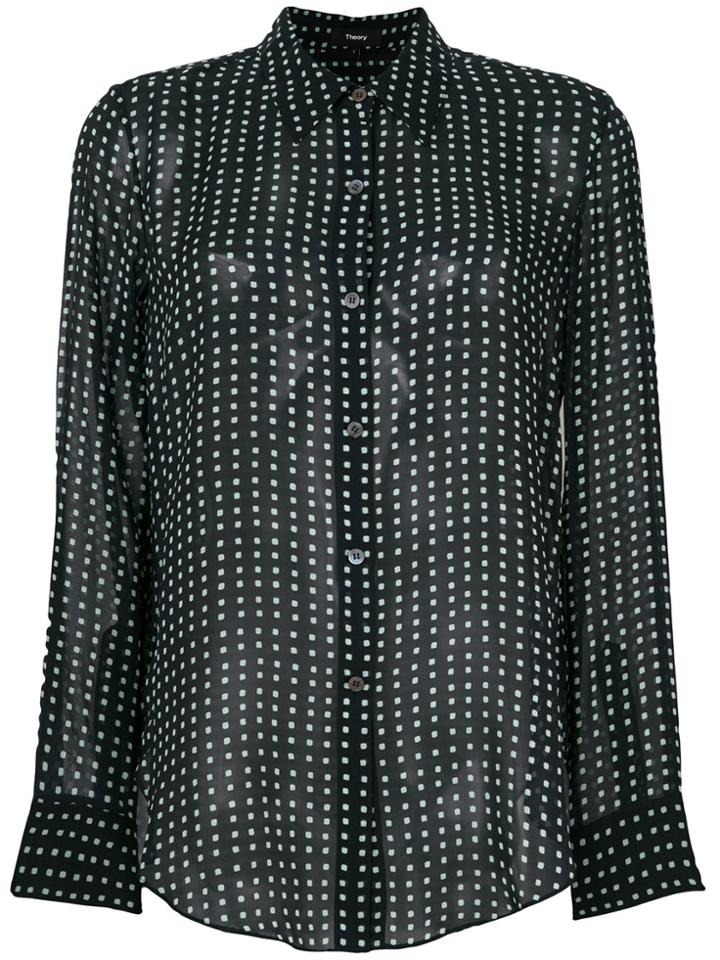 Theory Polka Dot Print Sheer Shirt - Blue