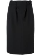 Alexander Mcqueen Pleated Pencil Skirt, Women's, Size: 38, Black, Wool/silk/viscose/silk