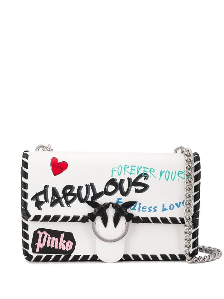 Pinko Printed Shoulder Bag - White