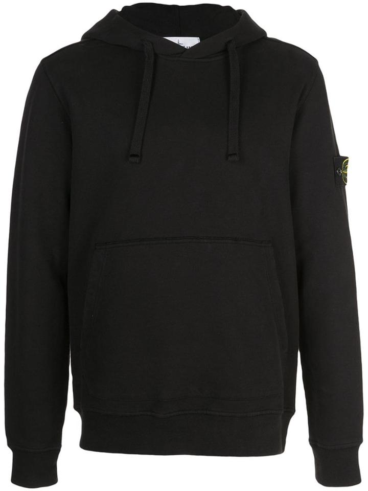 Stone Island Logo Insignia Hoodie - Black