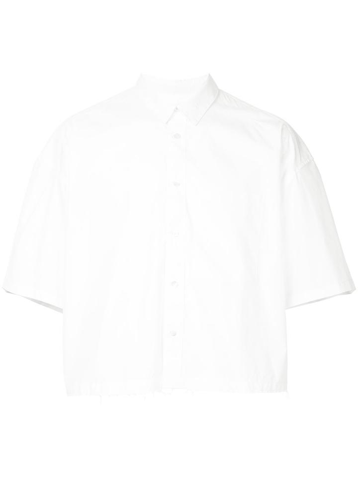 Jieda Raw Hem Short Sleeve Shirt - White