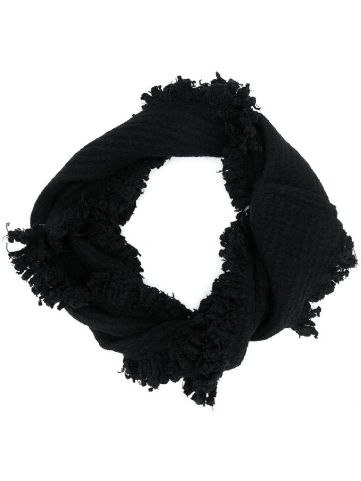 Uma Wang Wool Frayed Edge Scarf - Black