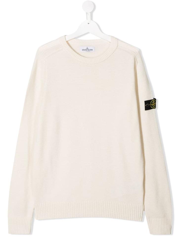 Stone Island Junior Logo Patch Sweater - White