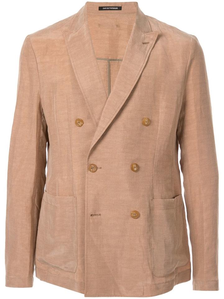 Emporio Armani Double-breasted Blazer - Brown