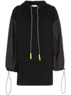 Palm Angels Balloon Sleeve Cotton Hoodie Dress - Black
